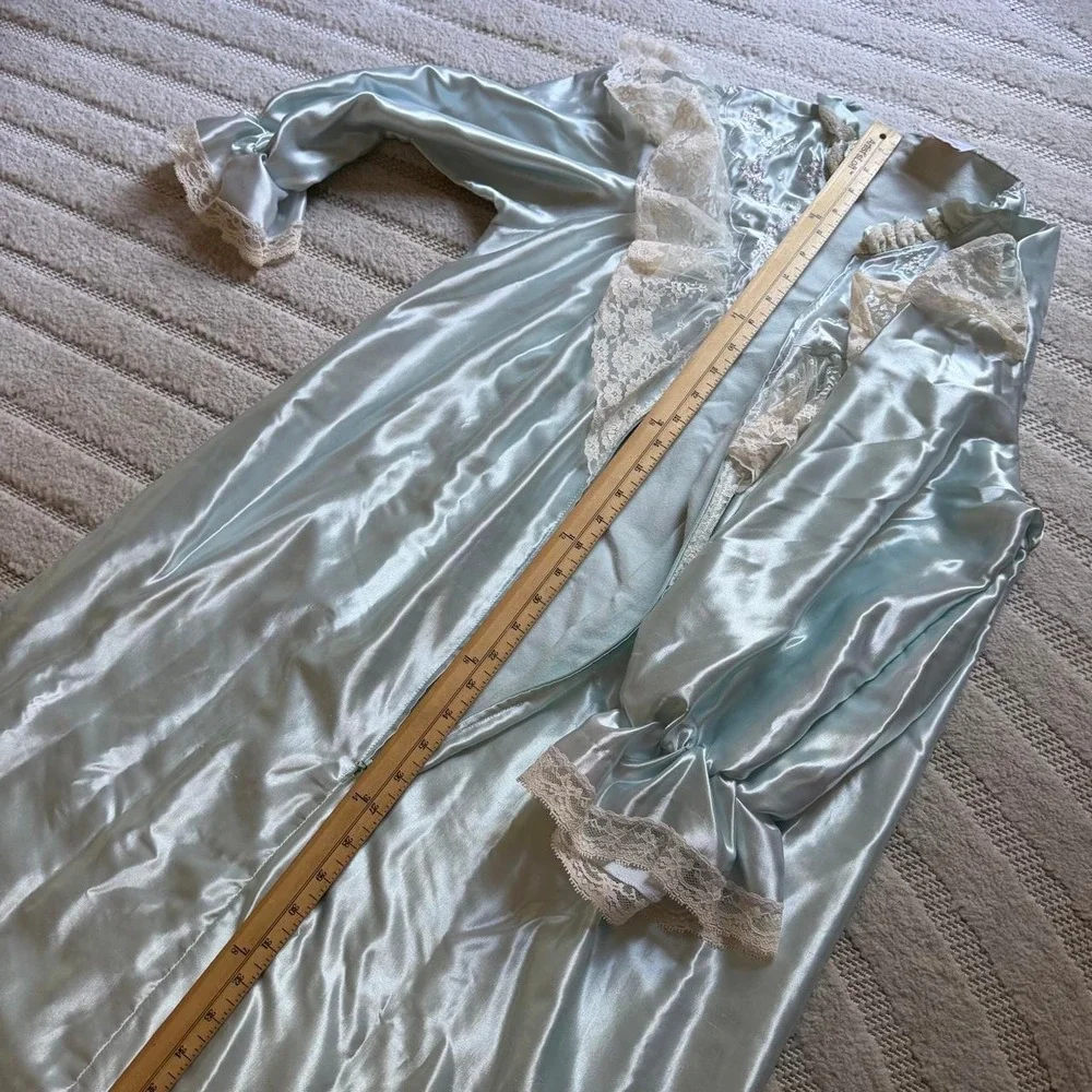 VTG 80s Ilise Steven blue floor nightgown M/L Loungewear Cottagecore Fairycore